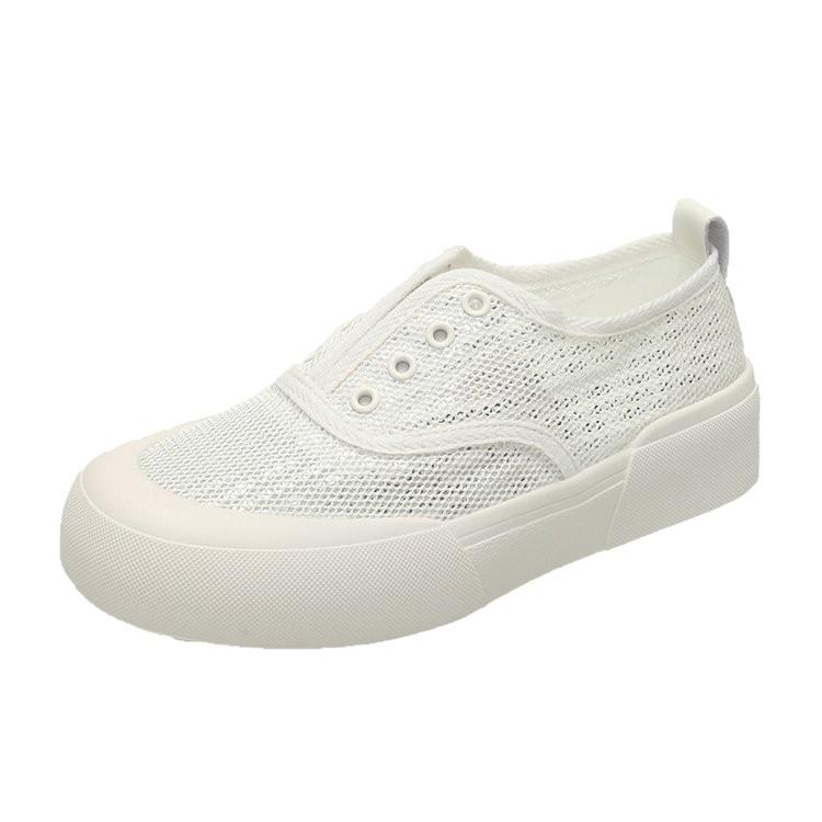 Lazy one-pedal single shoes women's 2025 summer new little white shoes spring breathable mesh sequins platform casual board shoes