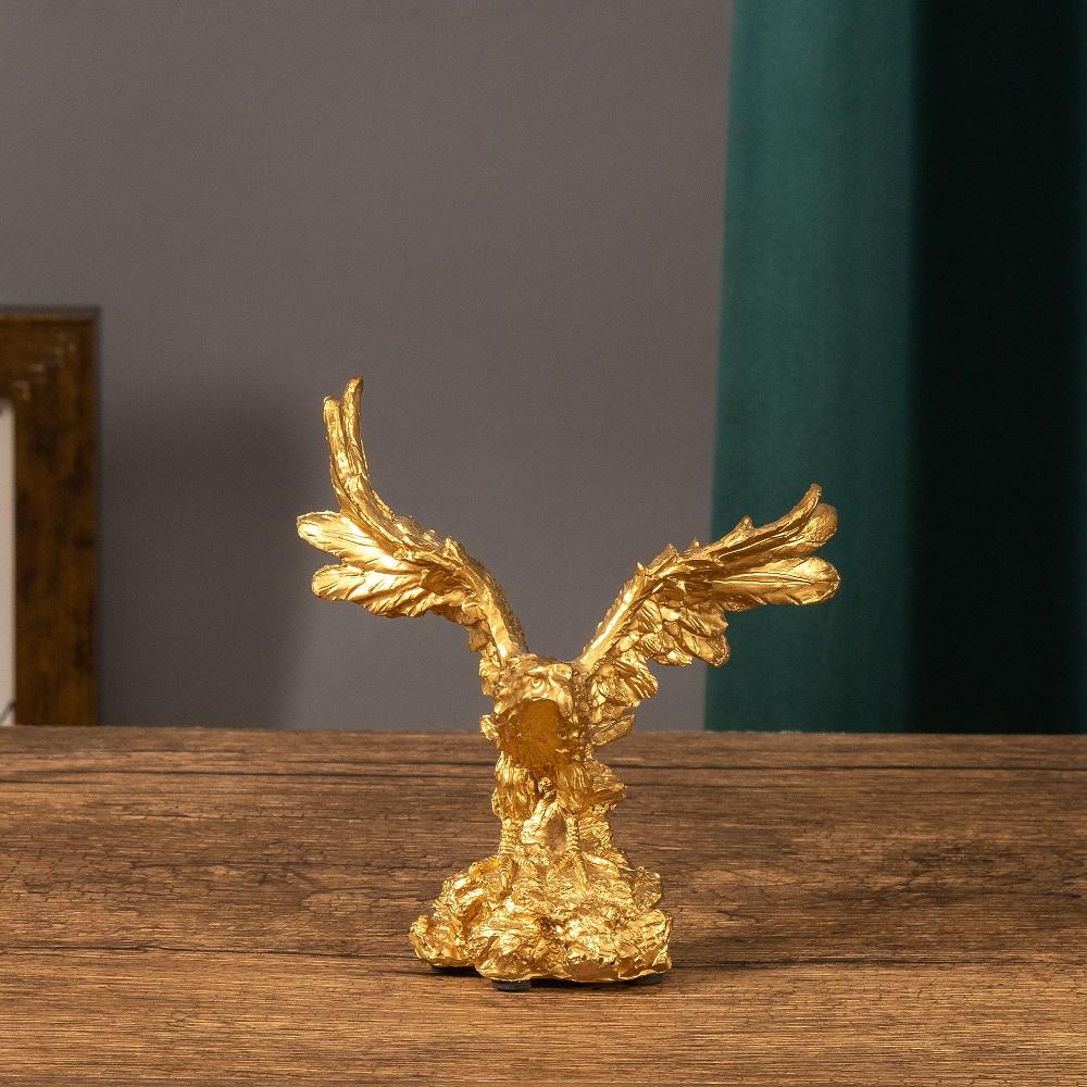 Nordic Resin Golden Eagle Falcon Statue Craft Sculpture Decoration Home Living Room Office Desktop Cabinet Decoration