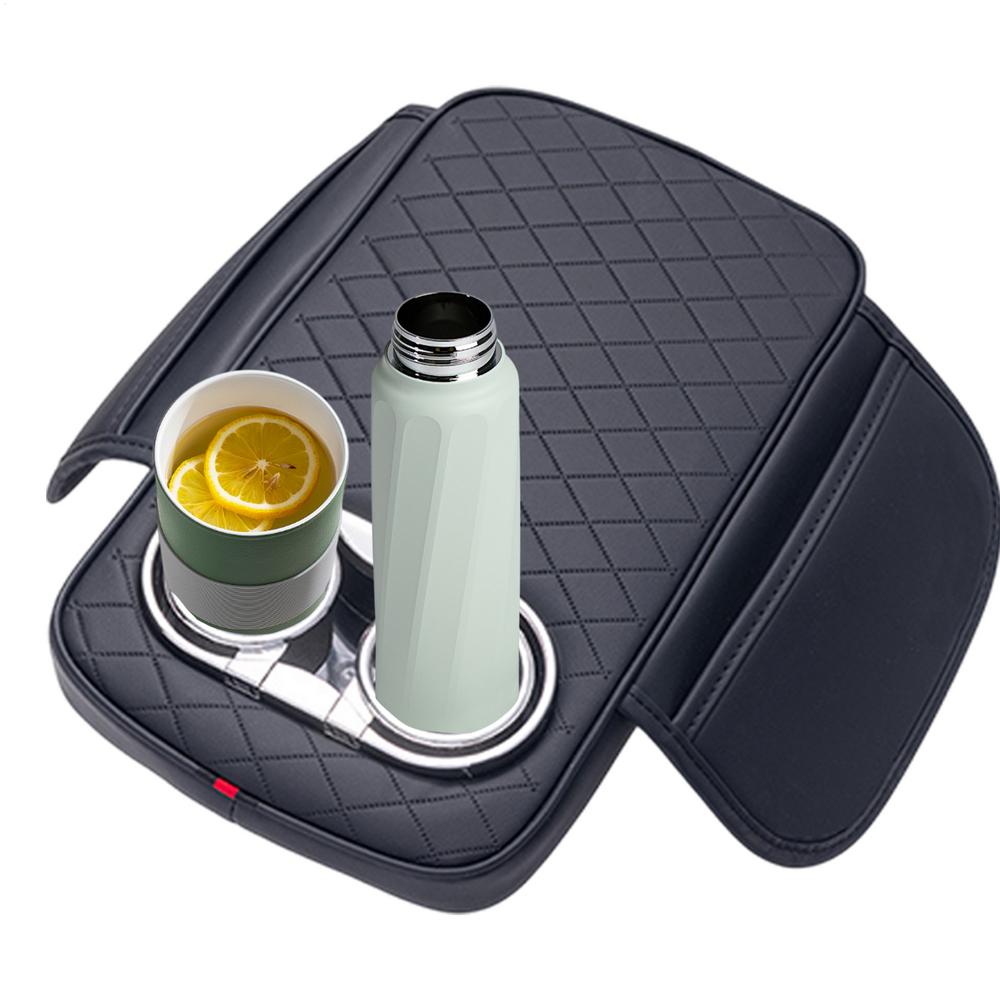 Auto Center Console Armrest Pillow Waterproof Car Armrest Arm Rest With Cup Holder PU Leather Armrest Pillow Armrest Cushion