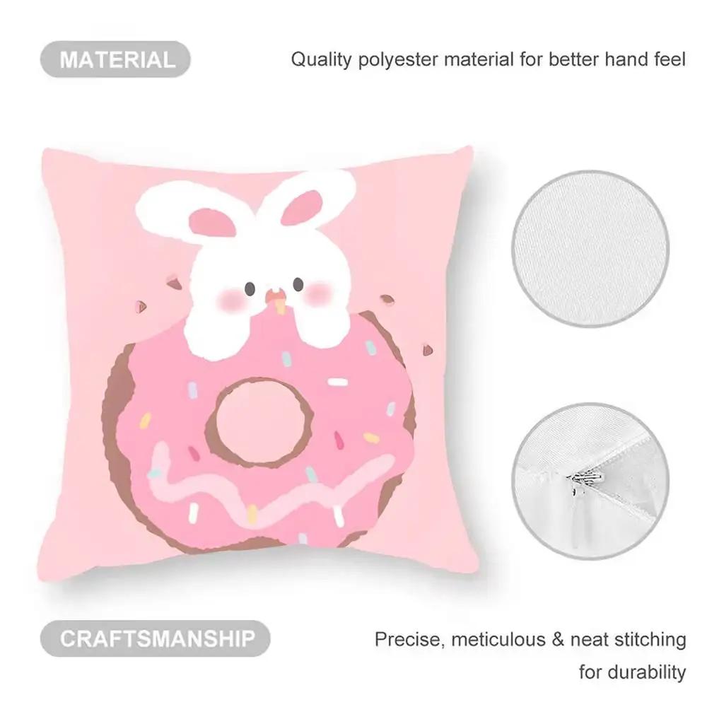 Cartoon D-Donuts Pillow Case  Anti-dustmite Pillowcase Invisible Zipper Silky Short Plush Sofa Cushion Cover