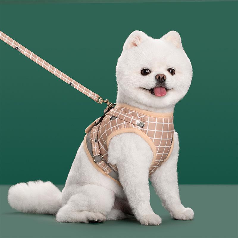 Reflective Plaid Pet Harness and Leash Set - Anti-Pulling and Breathable for Cats and Dogs
