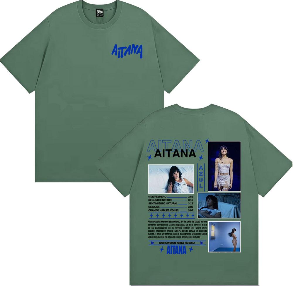 

Singer Aitana Cuarto Azul Album Tour Cover Tshirts Unisex Fashion Trend High Street Tshirt Women Summer ONeck Cotton T Shirts 4XL