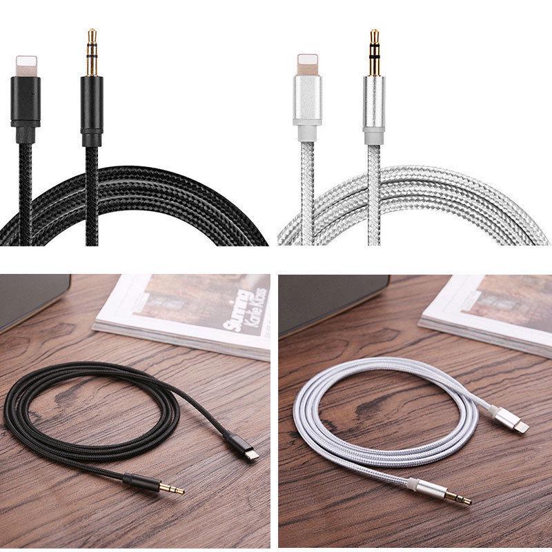 1M för belysning till AUX-kabelvagnskonverterare 3,5 mm uttag hane-kabel Hörlurar Aux Line-hörlurar Ljudadapter för iPhone iPad IOS