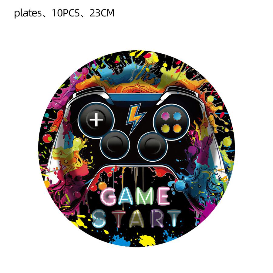 Game Console Theme Birthday Party Decorations Tableware Paper Cups Plates Children's Birthday Souvenirs Decoration Baby Shower