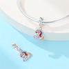 Original Copper Animal Colorful Unicorn Pendant Heart Bead Fit Women Bracelet Diy Girl Jewelry Valentine Fine Gift
