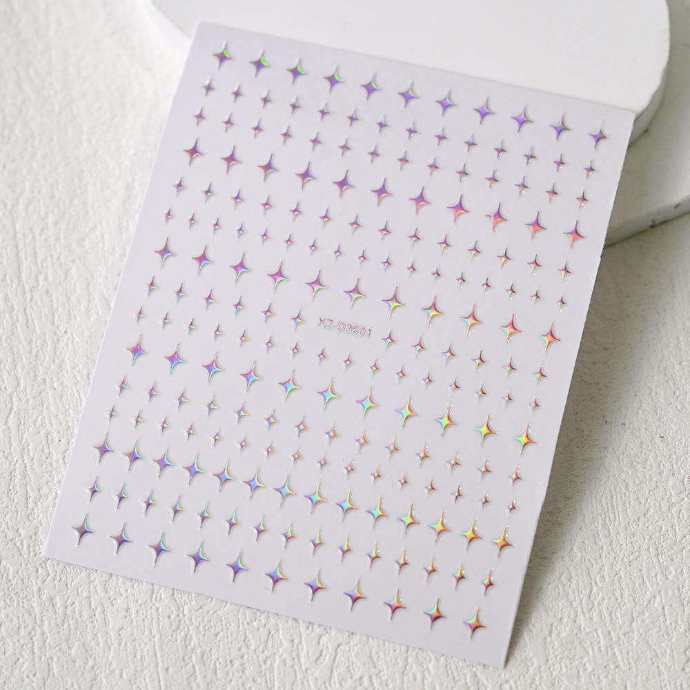 Adesivo de unha de tamanho pequeno simples com letras de luz de estrela de amor vazadas adesivo de unha autoadesivo decoração de unha