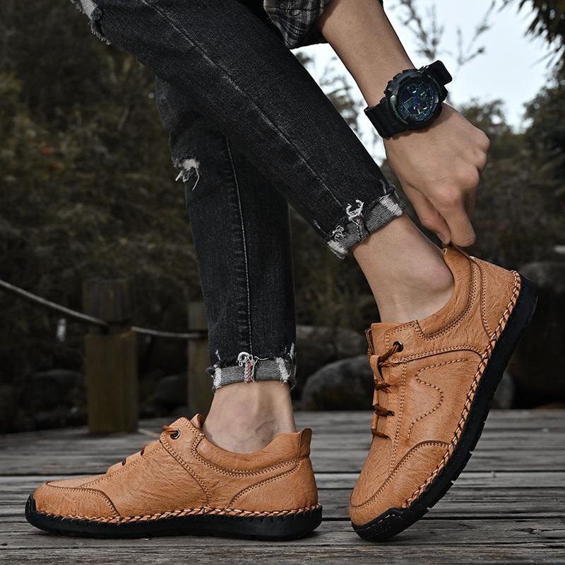 Men's Shoes Spring New Trendy Men Leather Shoes Soft Bottom Genuine Leather Shoes Versatile Casual Shoes