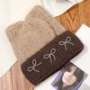 Autumn and Winter New Cute Cat Ears Bow Woolen Hat Versatile Women's Large Head Circumference Ear Protection Knitted Cold Hat