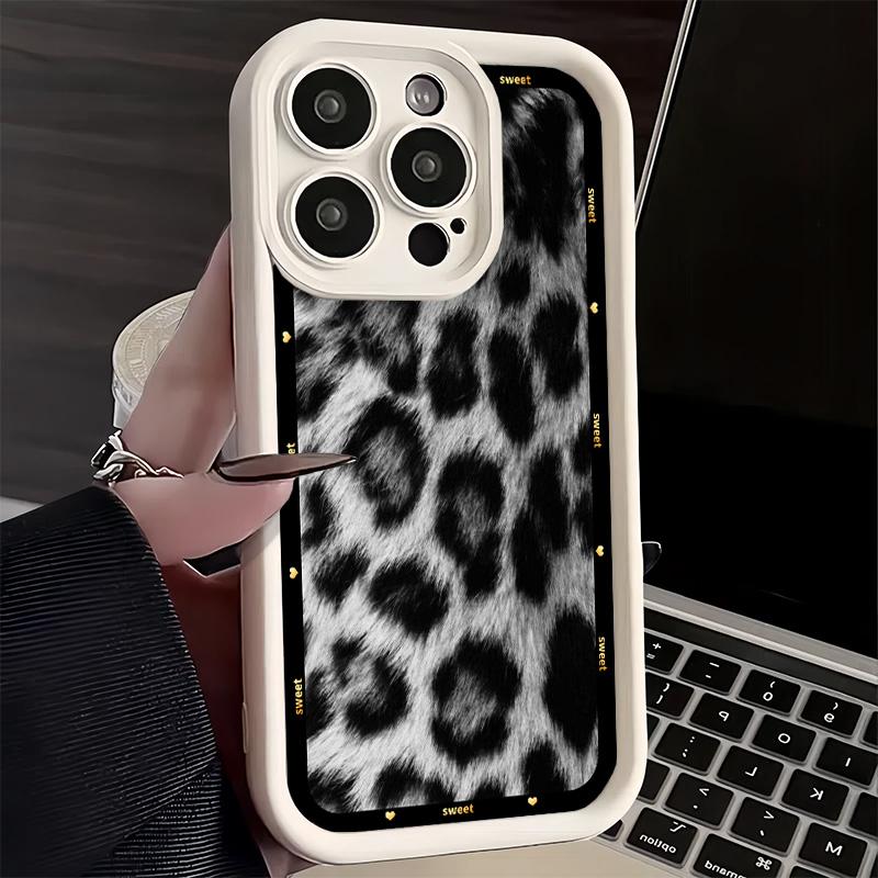 Phone Case for iPhone 17 Air 16E 15 16 Pro Max Fashion Sweet Leopard Print Cover 14 Plus 13 12 Mini Soft Shell Silicone Fundas