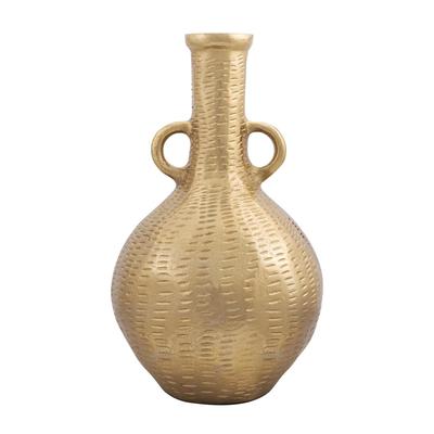 12 Inch Gold Finish Metal Flower Vase, Premium Design, Vintage Home Decor Item, Antique Home Decor, Metal Sculpture, Home Decor