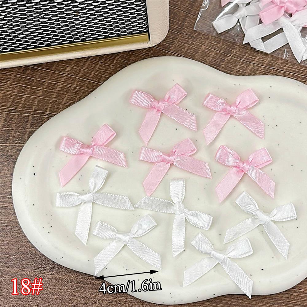 10Pcs Handmade Small Satin Ribbon Pink Bow Photocard Holder Packaging Materials Craft DIY Gift Decor Small Knot Bow Accessories