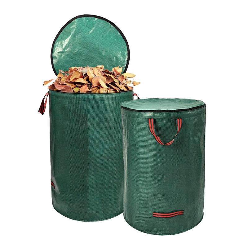 60-500L PP Garden Yard Waste Bag With Lid and Leaf Scoops Waterproof Outdoor Gardening Storage Bag for Plant and Leaf Collection