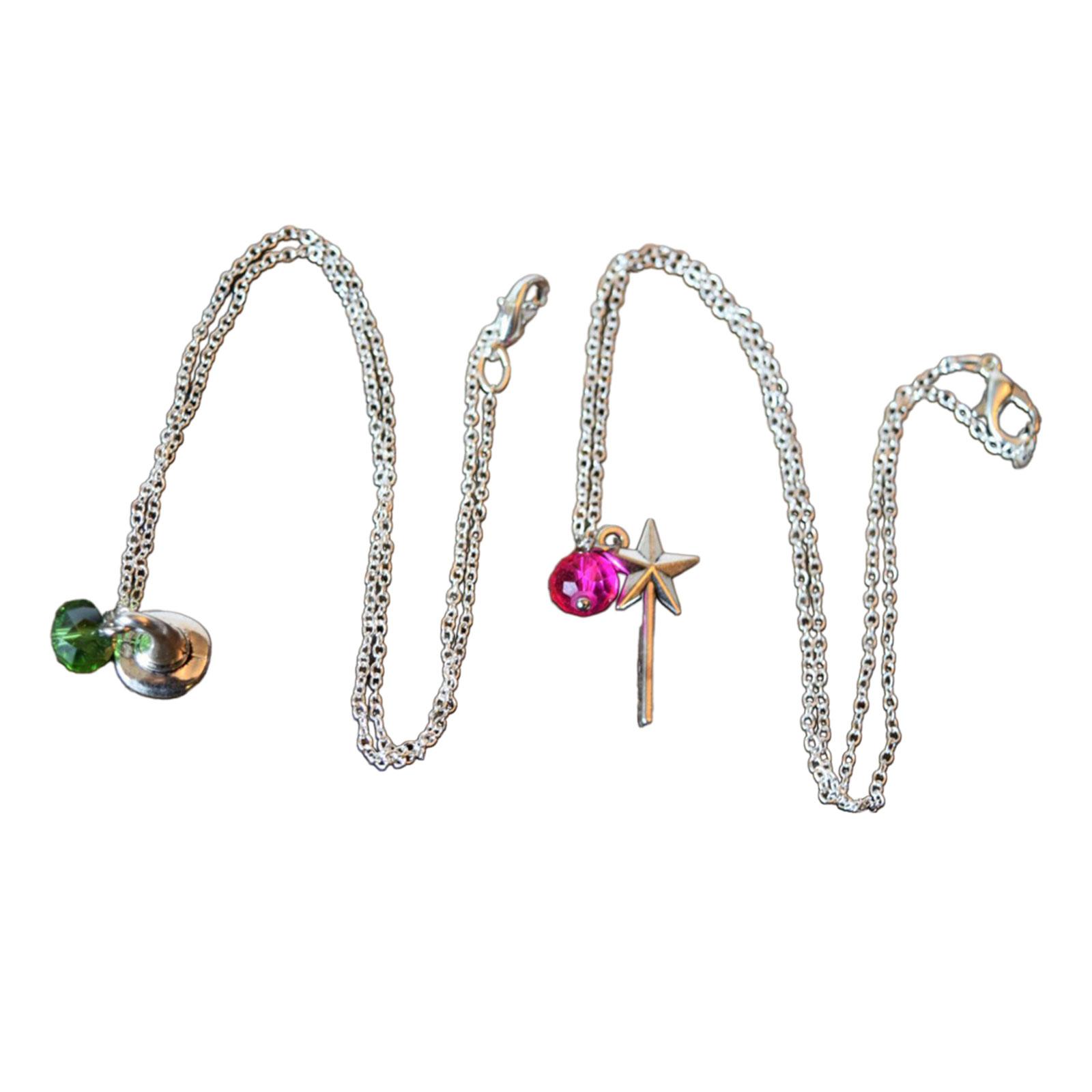 

2 шт. Стильные хрустальные ожерелья Уникальные подвески в виде шляпы волшебника и волшебной палочки Цепочки для ключиц Ручная работа Цепочка для ключицы 2