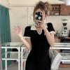 2026 Summer Polo Collar Knit Dress - Women's Slimming A-line Short Sleeve Long Dress