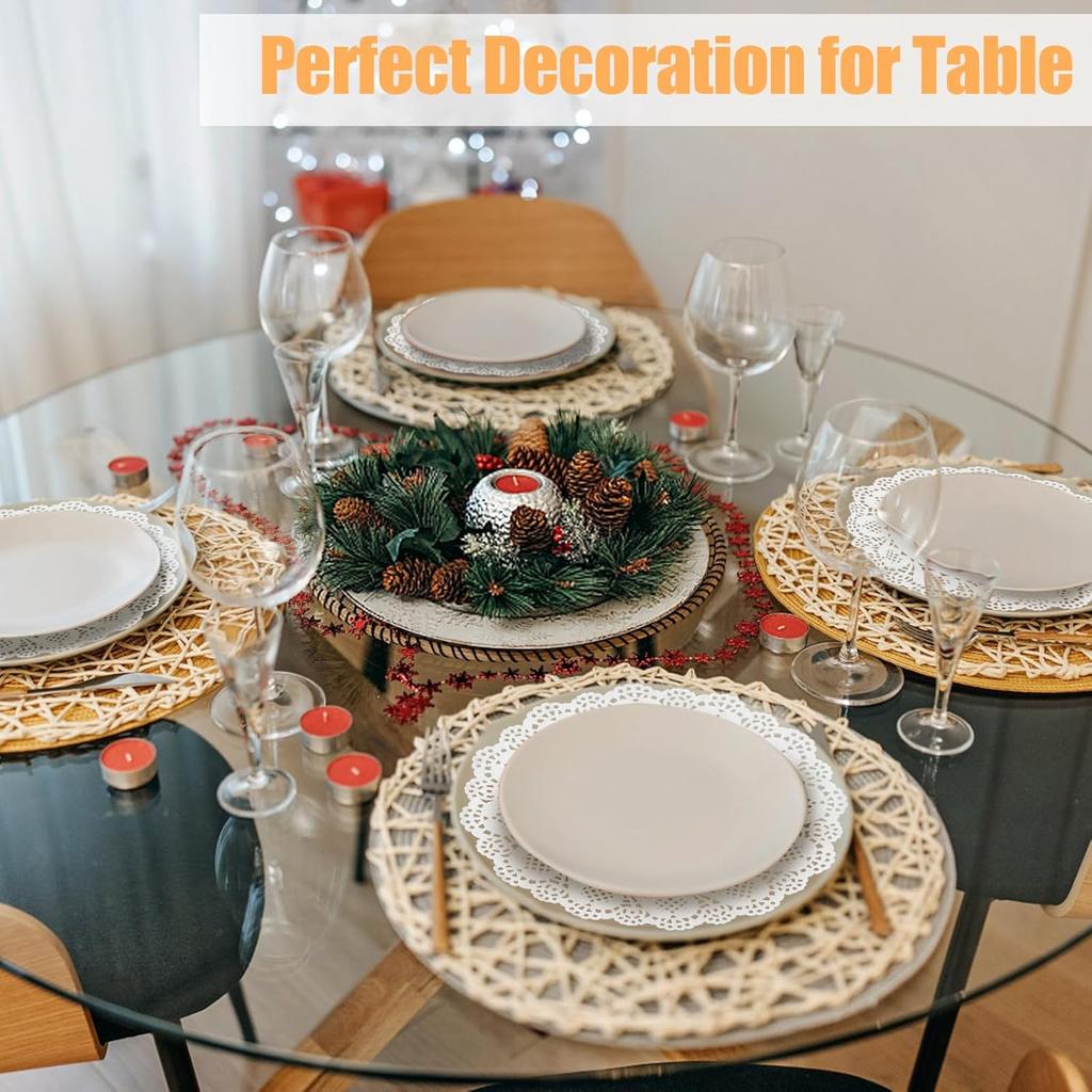 100 Pieces Paper Doilies, 12 Inch Doilies for Food, Disposable Lace Paper Doilies for Tables, Round Paper Placemats Bulk for Cakes Desserts Crafts