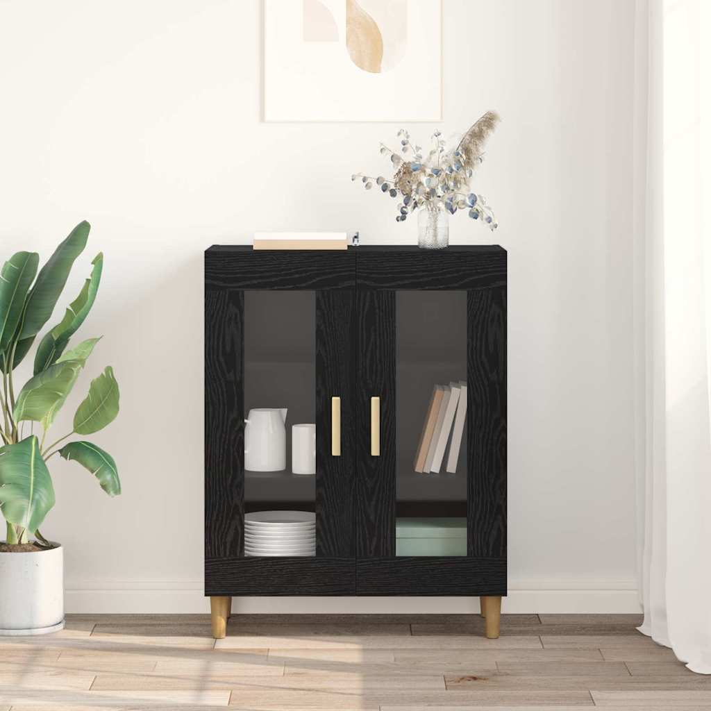 Sideboard Black Oak Look 69.5 X 34 X 90 Cm Engineered Wood