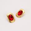GEMCHIC Women's Retro Geometric Oval Stud Earrings Fashion Gold Tone Resin Statement Jewelry