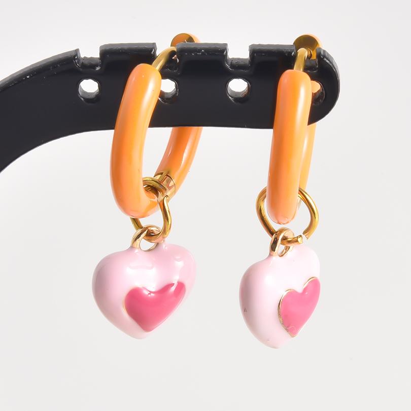 1Pair Dopamine Enamel Sweet Heart Cute Bee Flower Girl Aesthetic Aretes Funny Food Cake Gothic Star Hoop Earrings Jewelry