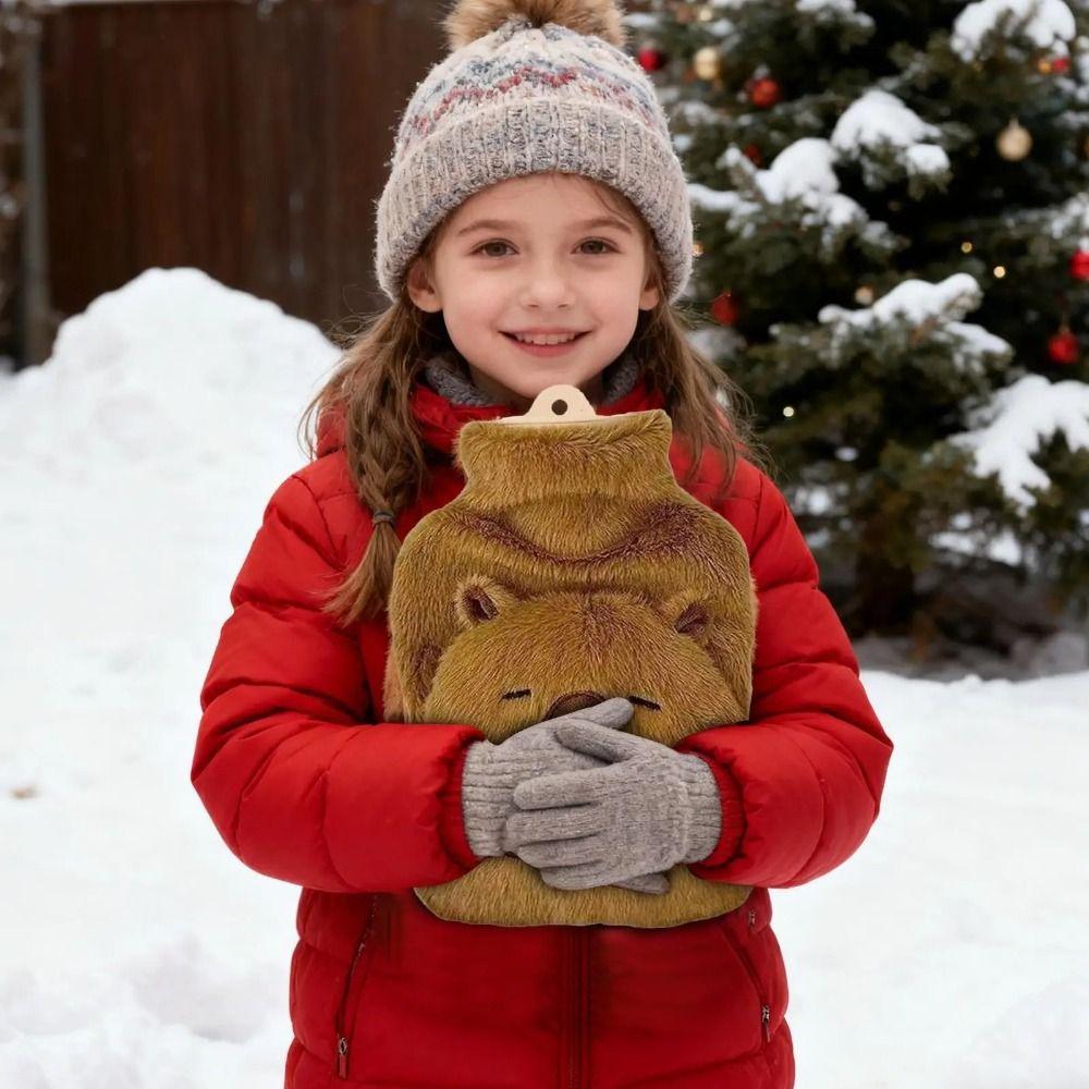 Portable Capybara Hot Water Bag Leak Proof Warmth Hand Warmer 1000ml Capacity Heat Retention Bag Winter