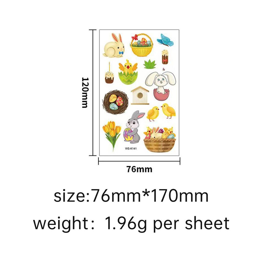 Cross Border Easter Party Egg Tattoo Sticker Waterproof Holiday Children's Cartoon Rabbit