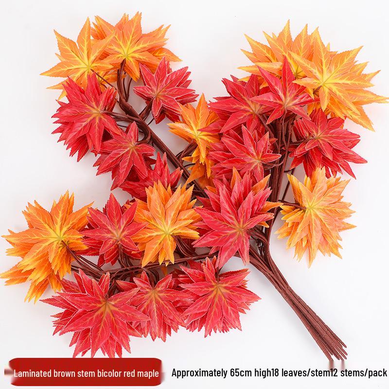 Artificial Red Maple Leaf Branch for Decoration and Landscaping