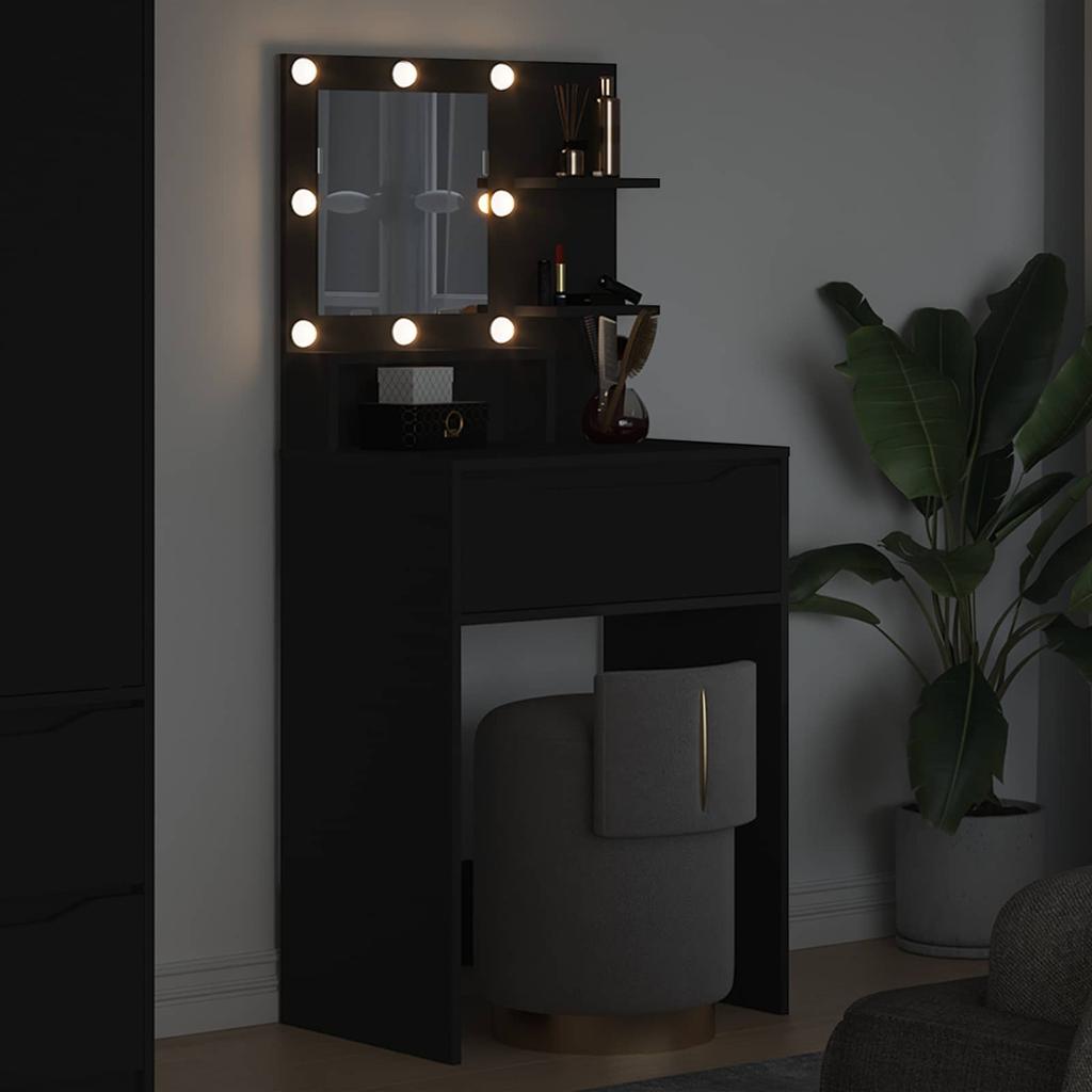 Bedroom Vanity Table with Shelf Black 80 x 39.6 x 135 cm