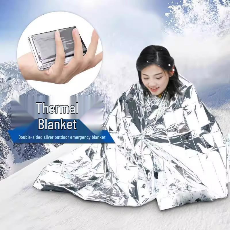 Double-Sided Silver Survival Blanket: Portable Outdoor Emergency Insulation for Camping