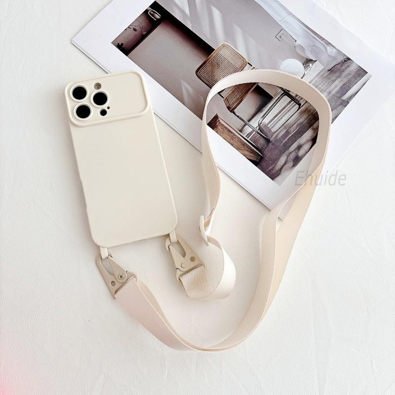 

Shockproof Wide Lanyard Case For iPhone 16 Pro Max 14 12 11 13 15 Pro Macaron Candy Color Crossbody Neck Cord Strap Soft Cover for iPhone 11&hong8