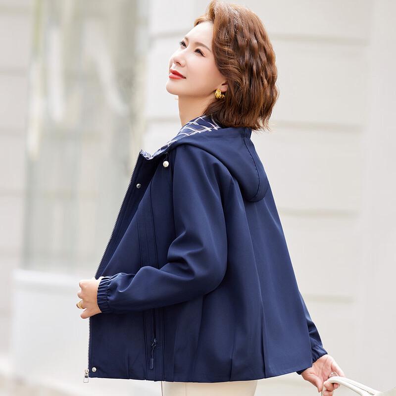 

Pastel Fall 2025 Hooded Plaid Patchwork Windbreaker for Women XL