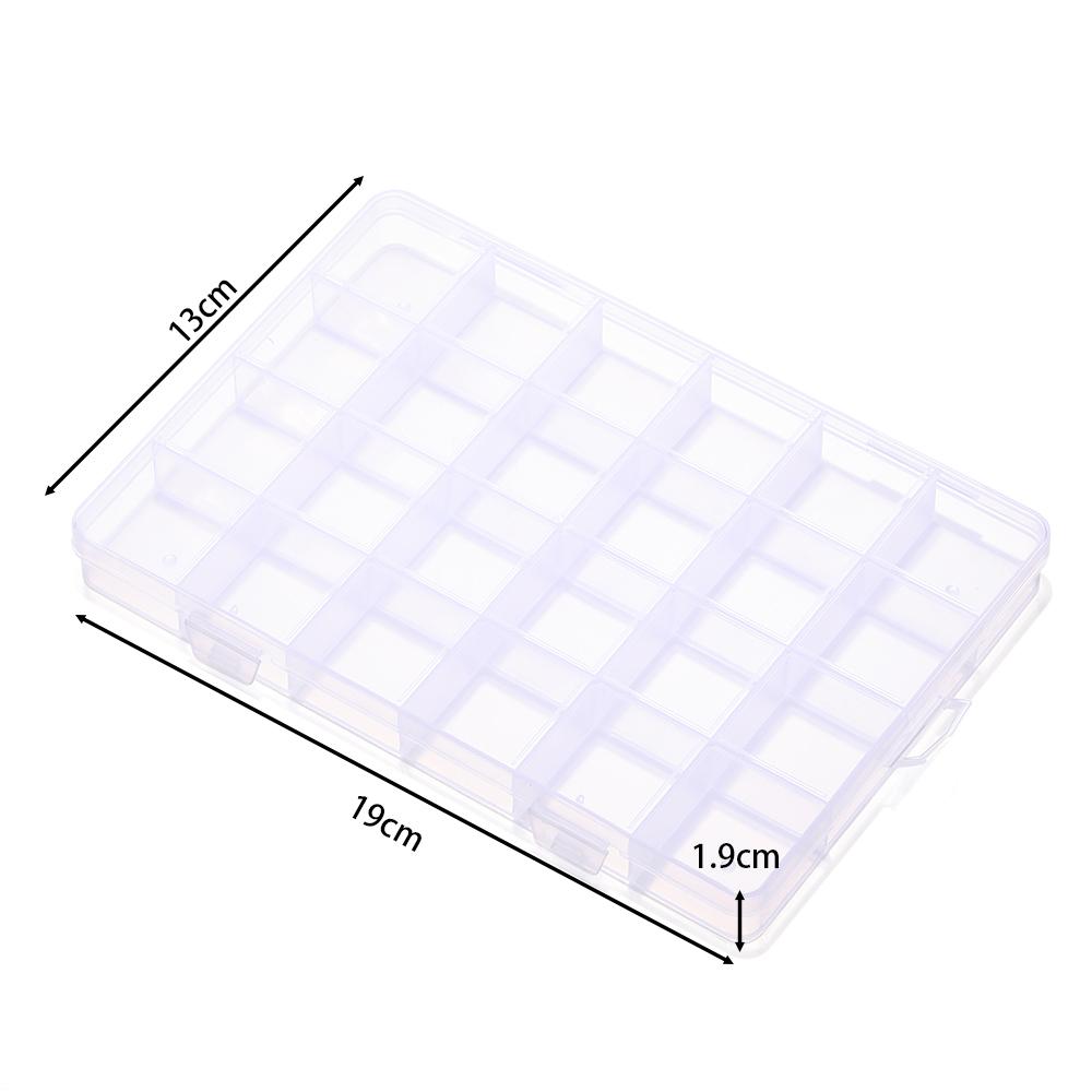 Plastic Jewelry Box 6/10/15/24/28 Compartment Slot Organizer Storage Beads Container Jewelry Storage Box Rectangle Case