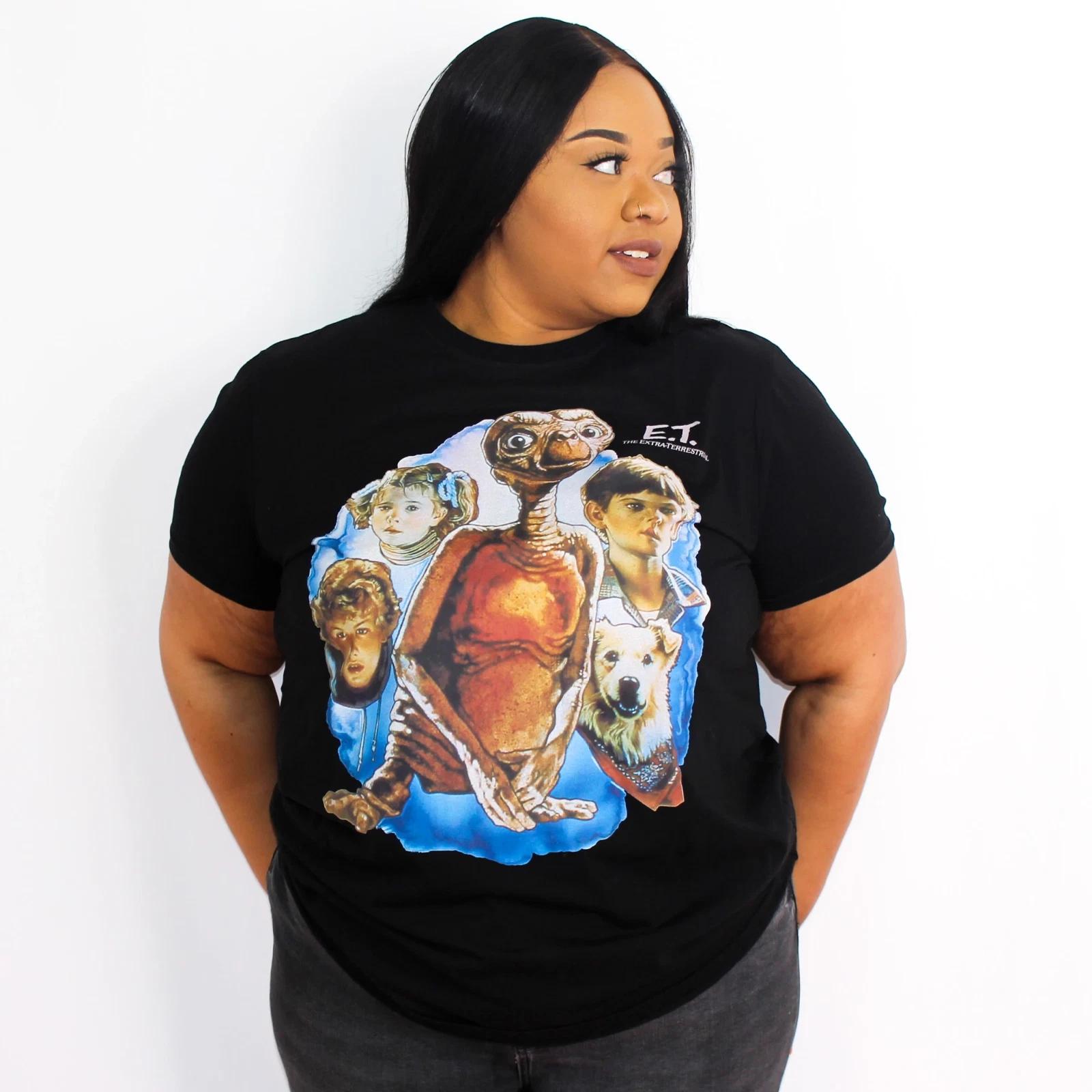 New Cakeworthy E.T. Retro Adult Unisex T-Shirt Black - Size Small S