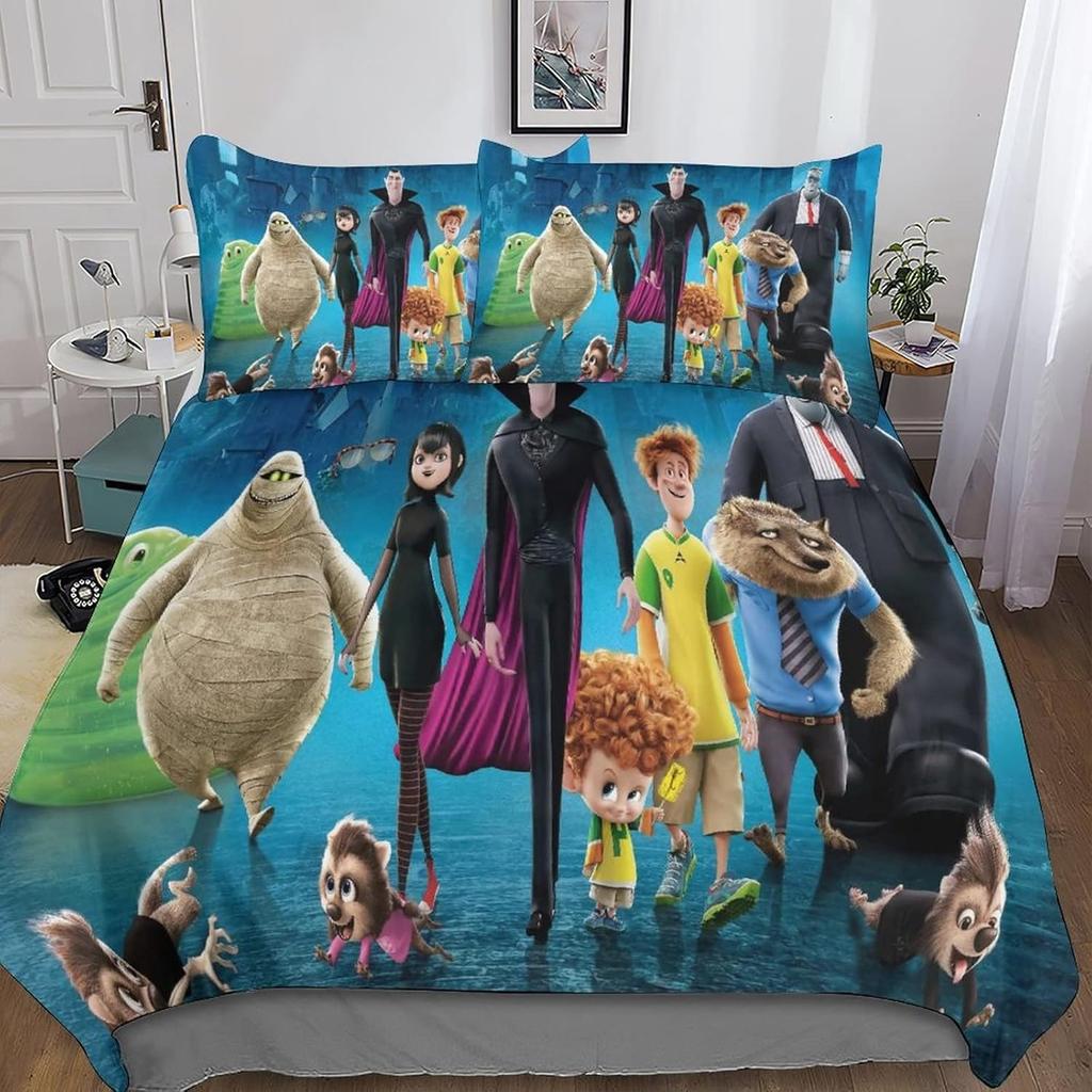 Copriletti Set Biancheria da Letto Hotel Transylvania, Ragazza Cartone Animato Mavis Copriletto Moderno Stampato Set 2/3 Pezzi 1 Copriletto, Regali di Compleanno