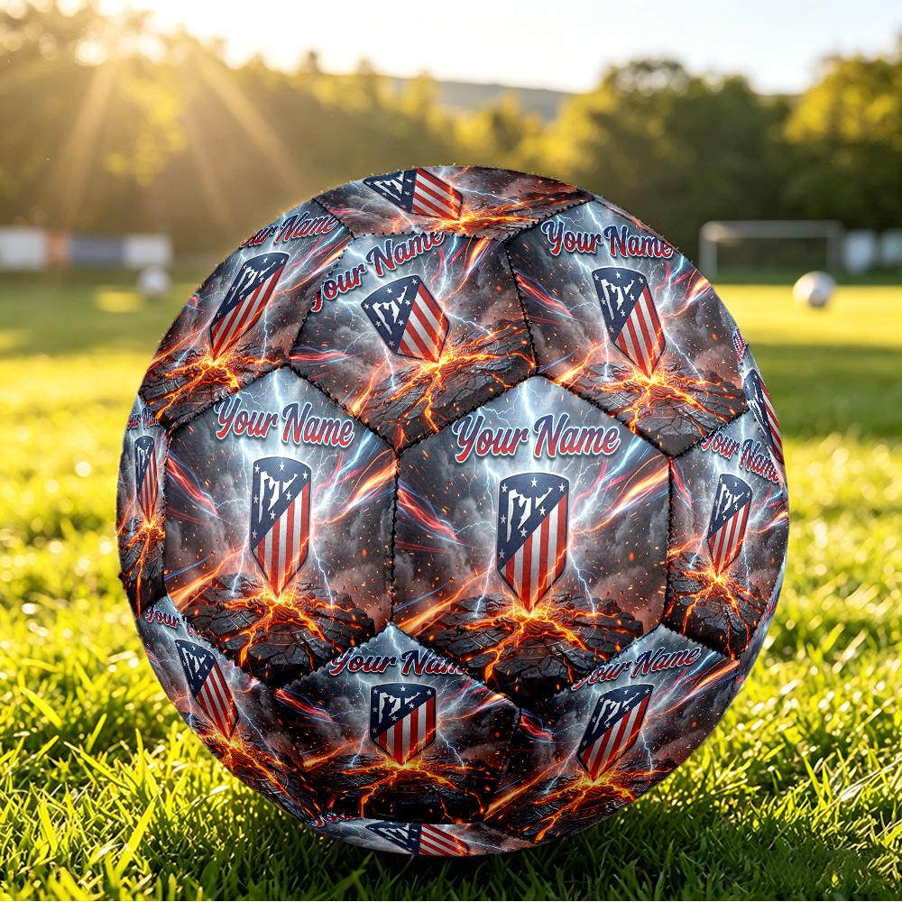 Personalized Size 5 Football Atletico Madrid Pattern Outdoor Game Sports Ball Gift