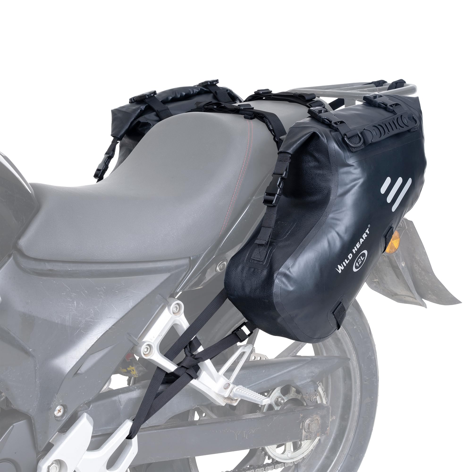 WILD HEART Motorcycle Saddle Bag Waterproof 24L (12L2) Motorcycle Side Saddle Bag Pannier Bag Trunk Motorcycle Accessories 24L Black