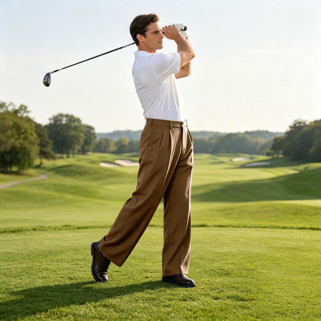 Herren Knitter-Stretch Golf-Anzughose für Business Casual