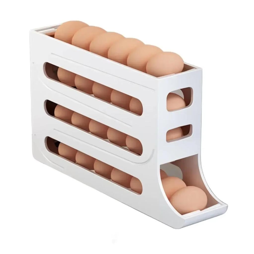 4-Layer Rotating Egg Holder for Refrigerator, Space-Saving Kitchen Fridge Storage Rack