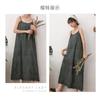 Spring/summer Day Mori Woman Fresh Sweet Solid Color Dress Embroidered Loose Waist with Waistband Base Long Dress