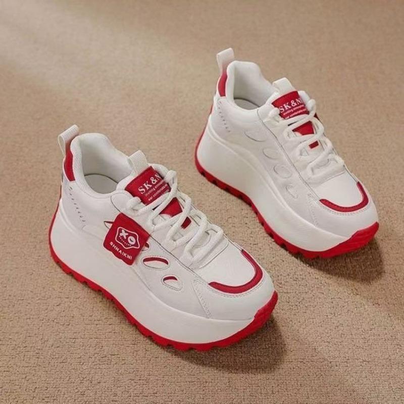 New Height-increasing Thick-soled Dad Shoes, Fashionable and Versatile Soft Leather Casual Shoes for Women