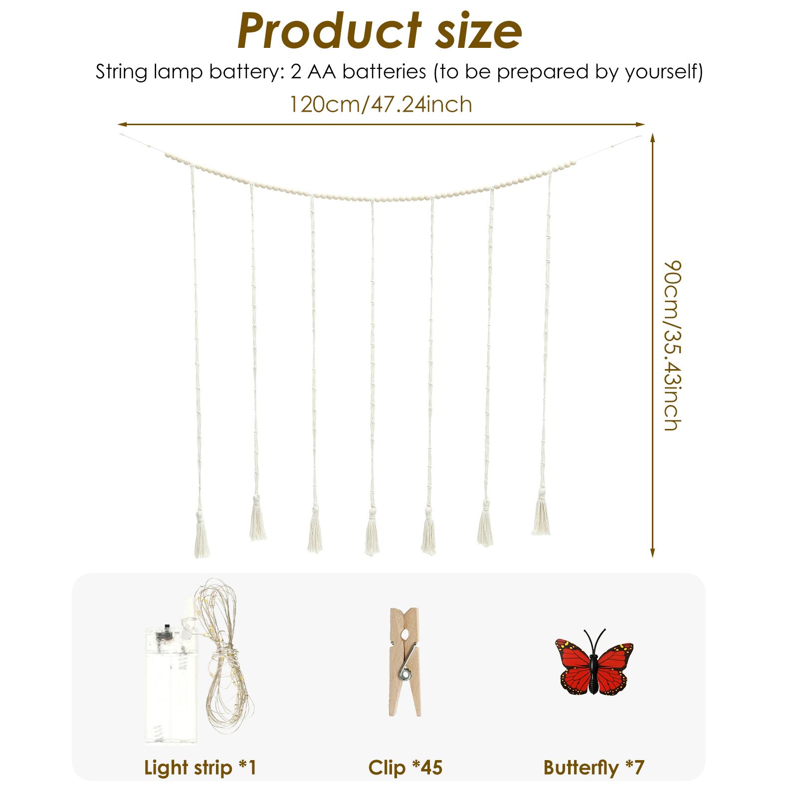 

Photo Display Wall Hanging Decor Boho Home Decoration Cotton Rope Beads Macrame Tapestry for Wall Hanging Room Romance Decor белый