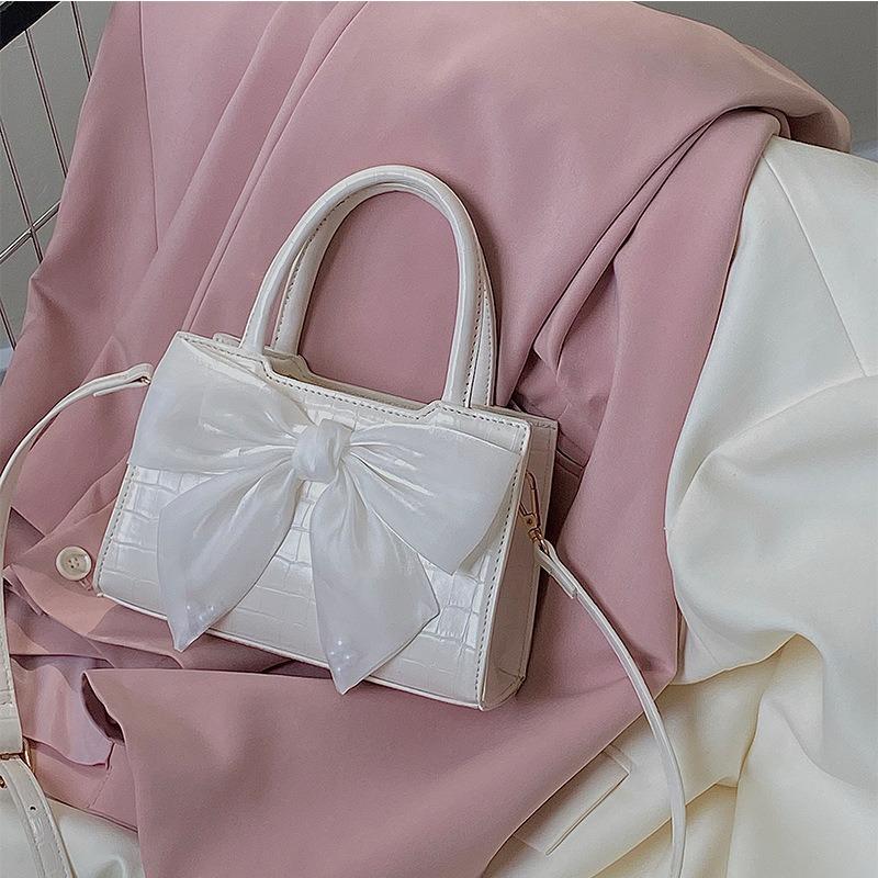 Niche design new women's bag bow portable small square bag shoulder messenger bag