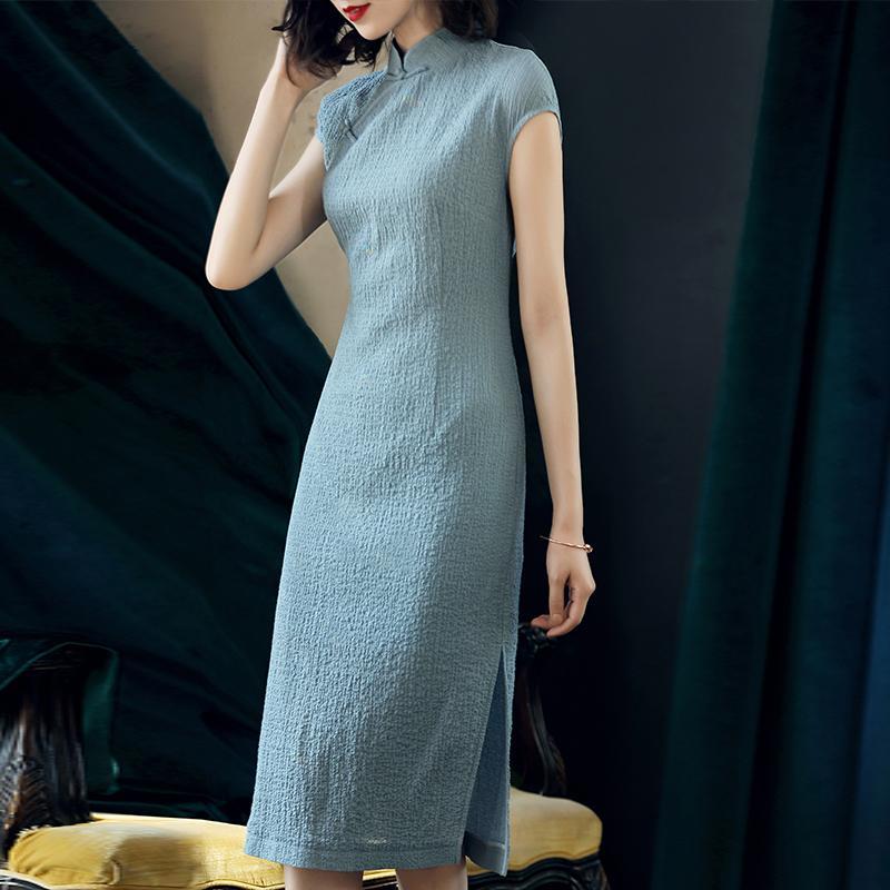 Длинное платье Cheongsam в китайском стиле, улучшенная версия, женское платье Cheongsam, юбка, женское летнее тонкое платье в китайском стиле в стиле ретро XXXL