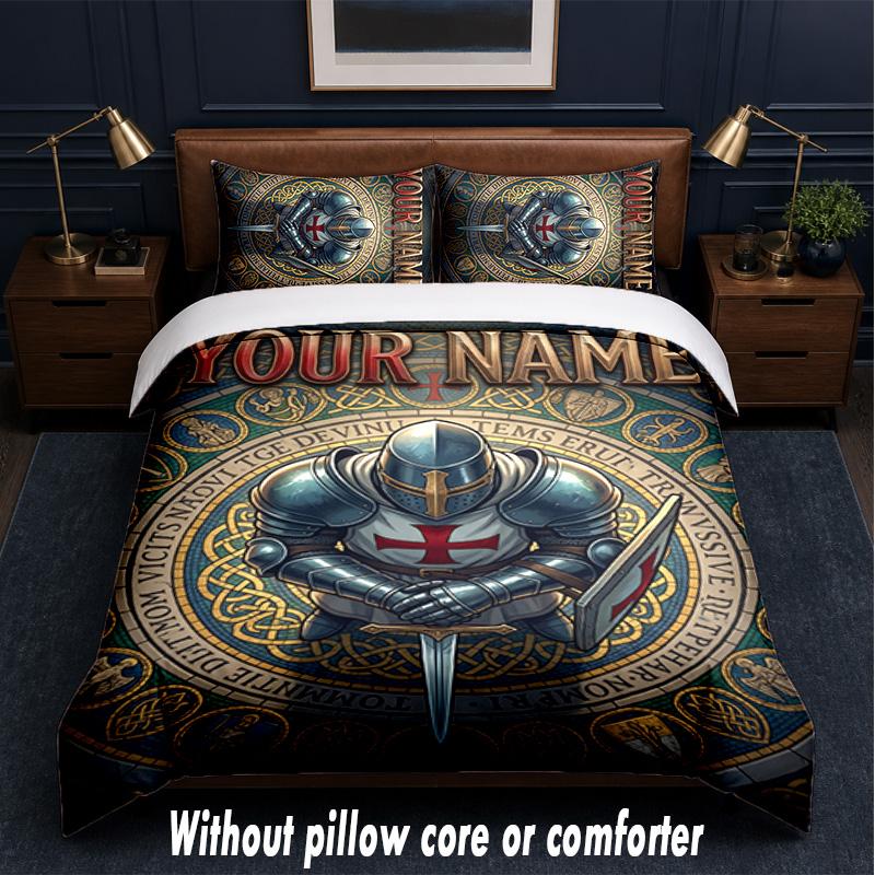 Portrait Man Theme Custom Text Or Name 3Pcs Bedding Set,1 Flat Sheet & 2 Pillowcases Personalized Home Bedding
