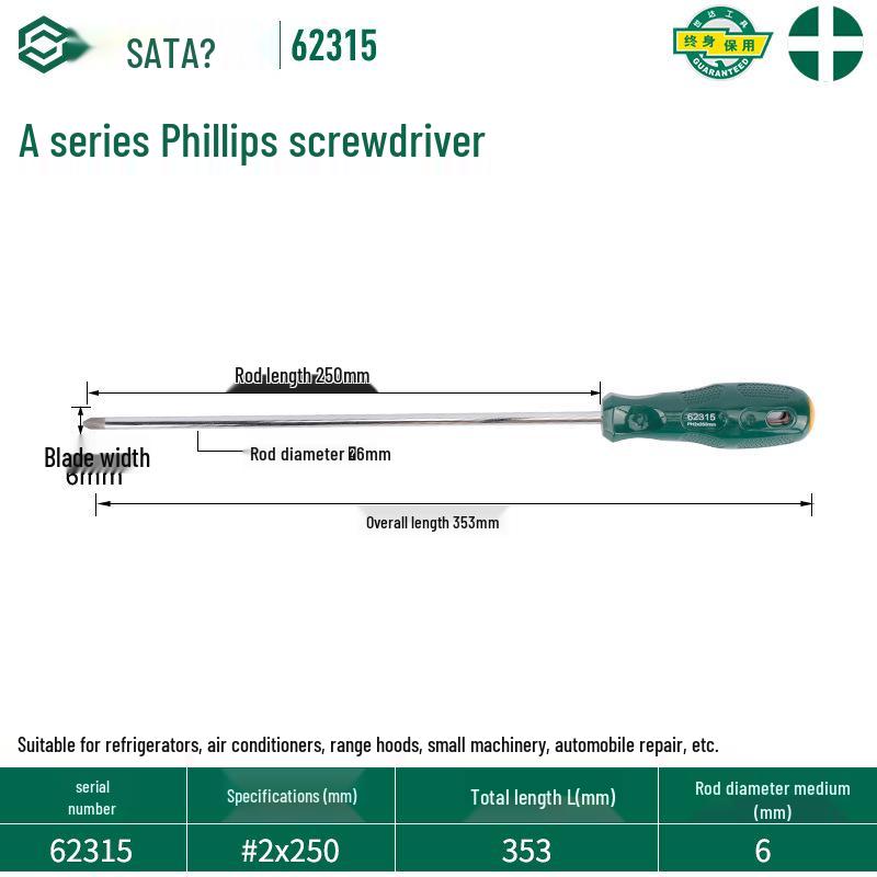 SATA 62303 Phillips Magnetic Screwdriver, 62304 Torx Screwdriver, A Series 62302