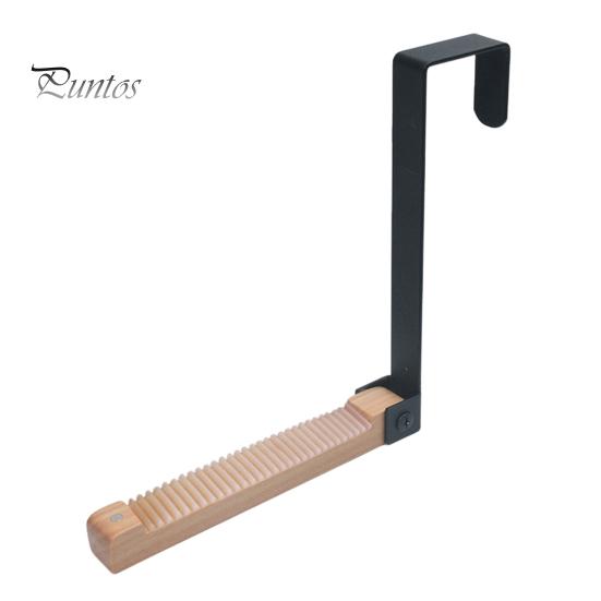 Wooden Foldable Coat Hanger Door Hook with Anti-Slip Clip Foldable Design Easy Installation Multi-Functional Storage Hook Door Laundry Hanger