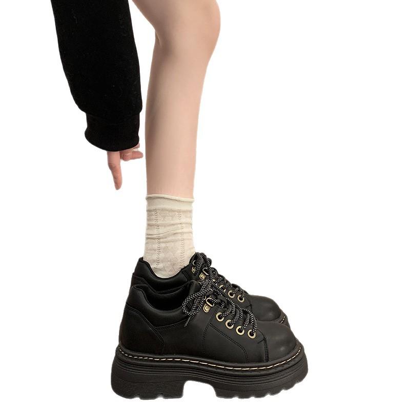 Heightened CM Japanese Small Leather Shoes Autumn New British Style Thick Sole Heightened Retro JK Uniform