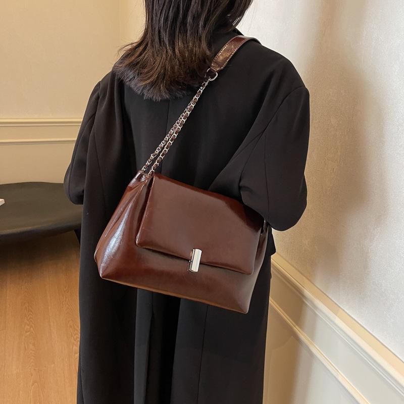 Retro Simple Underarm Bag 2025 Autumn New Fashion Textured Chain Shoulder Bag Crossbody Bag Women