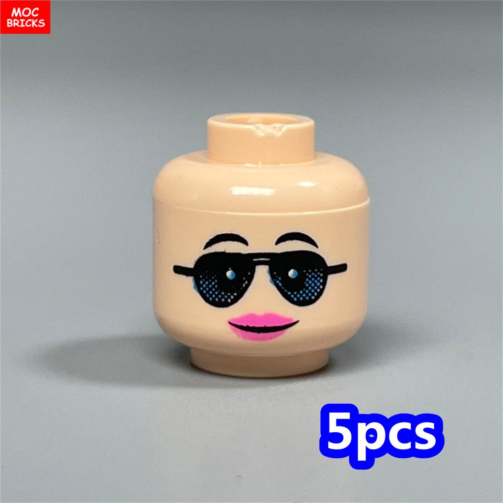 MOC Bricks Hollow Flesh Face Expression Head For 4cm Figure DIY Educational Building Blocks Toys For Children Gifts