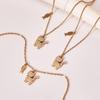 Qiong Yao 18K Gold Cat Fishbone Pendant Bracelet & Clavicle Chain Jewelry Set