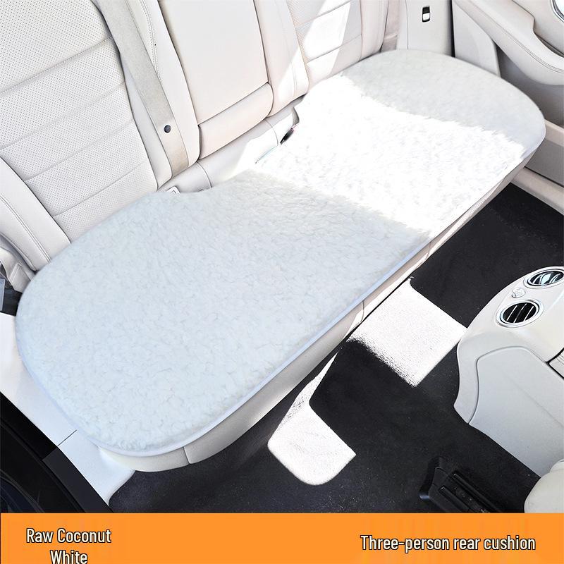 Universal Embroidered Lambswool Car Seat Cushion Set - Winter Warm 3-Piece Interior Decor.