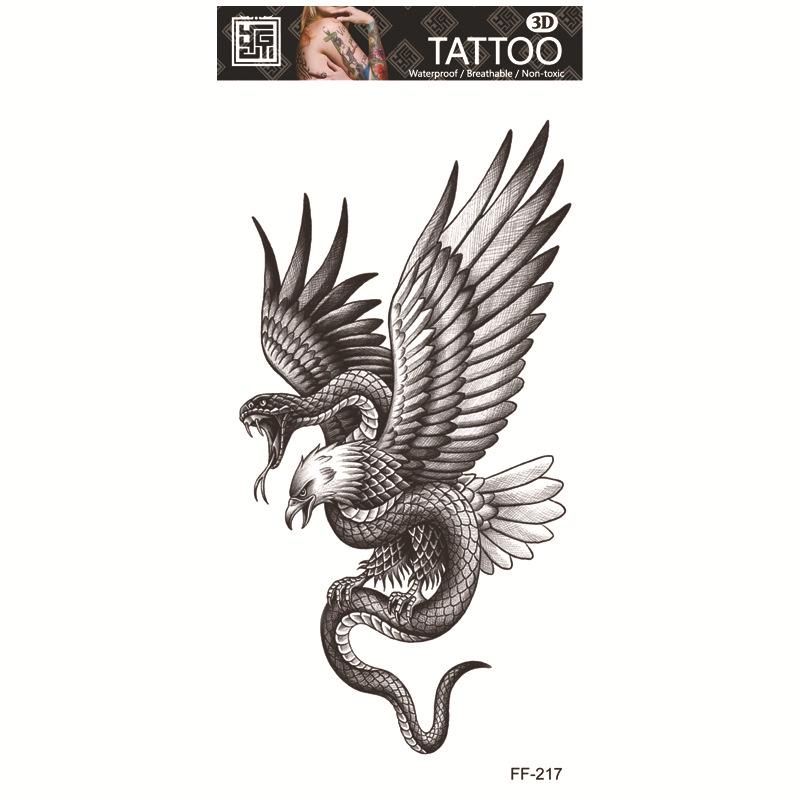 Adesivi per tatuaggi impermeabili Yuanhua - Totem con testa di lupo e disegni di testo arabo